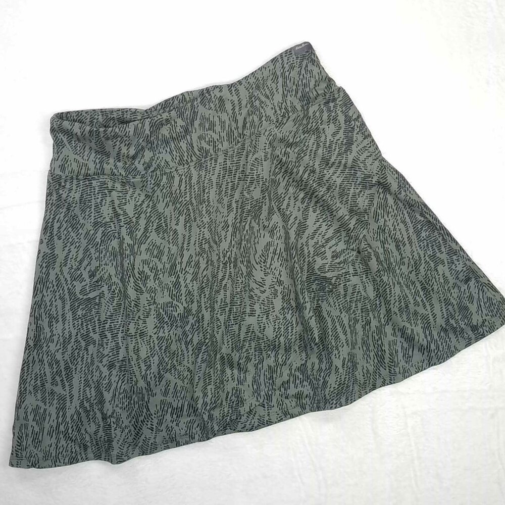 NWOT Eddie Bauer Knit Athletic Mini Skirt Green Black Faux Wrap Medium